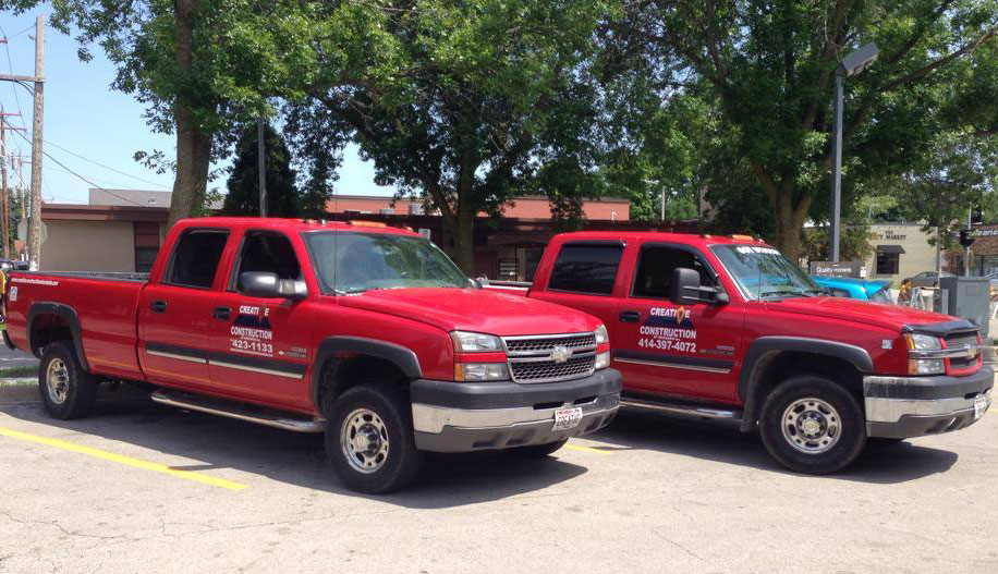 Creative Construction of Wisconsin Red Service Trucks